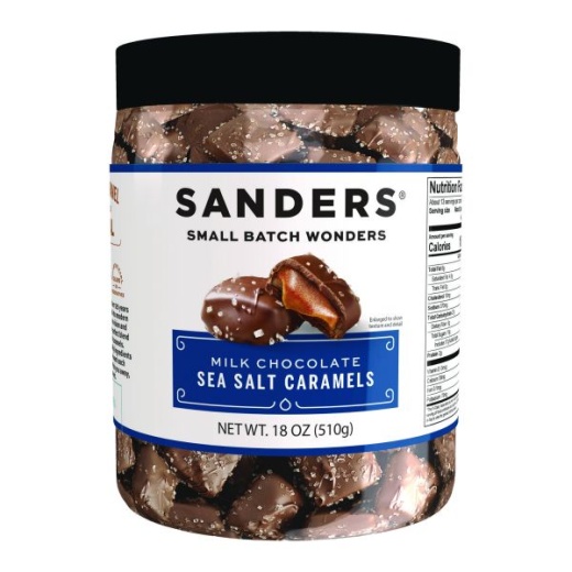 Sanders Small Batch Wonders Milk Chocolate Sea Salt Caramels, 18 Oz Tub