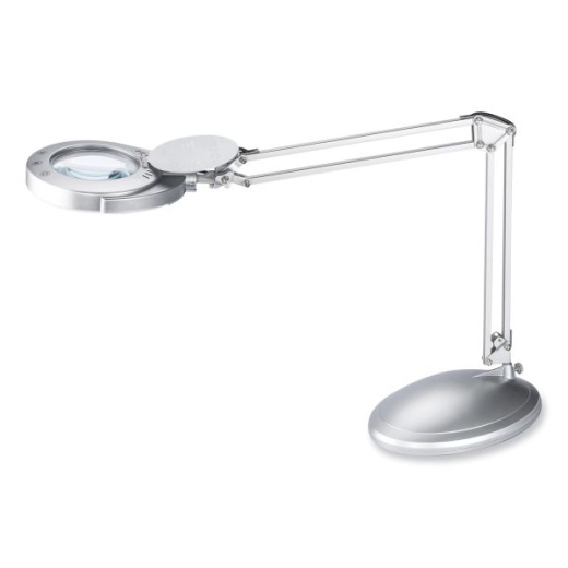 V-Light Led Magnifier Lamp With Clamp, Swing Arm, 22" High, Silver