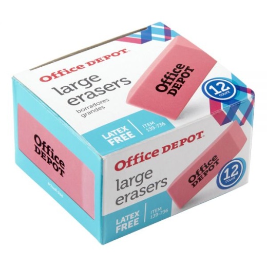 Pink Bevel Erasers, Large, Pack Of 12 - Buy Online for Precise Corrections