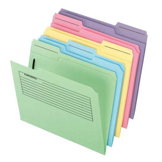 Pendaflex Printed Notes Folders with 1 Fastener, 1/3 Cut, Letter Size, Assorted Colors (No Color Choice), Pack of 30