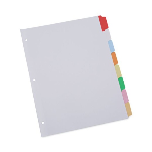 Universal Deluxe Write-On/Erasable Tab Index, 8-Tab, 11 x 8.5, White, Assorted Tabs, 1 Set