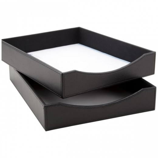 Black Faux Leather Paper Tray, Letter Size