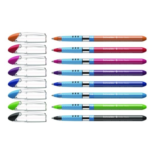 Slider Basic Ballpoint Pen - Extra-Bold 1.4 Mm, Assorted Ink Colors, 8/Pack