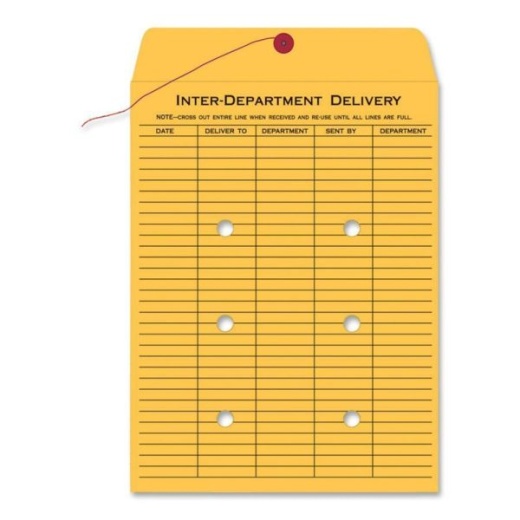 Quality Park Inter-Department Envelopes, 10" x 15" Button & String, 20% Recycled, Brown, Pack Of 100