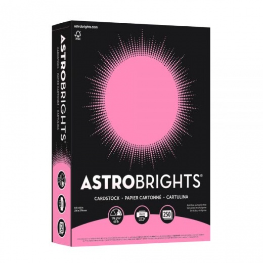 Astrobrights Color Card Stock, Pulsar Pink, Letter (8.5" X 11"), 65 Lb, FSC Certified, Pack Of 250