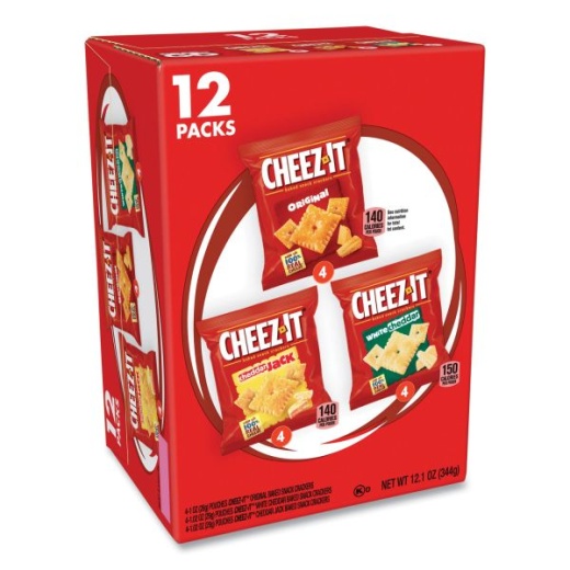 Cheez-It Baked Snack Crackers Variety Pack, Assorted Flavors, (8) 0.75 Oz And (37) 1.5 Oz Bags/Box