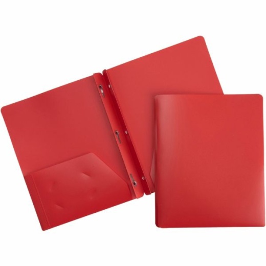 Business Source 3-Hole Punched Poly Portfolio, Letter Size, 8-1/2" X 11", Red