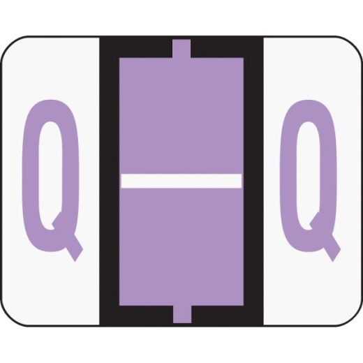 Smead BCCR Bar-Style Permanent Alphabetical Labels, Q, Lavender, Roll Of 500