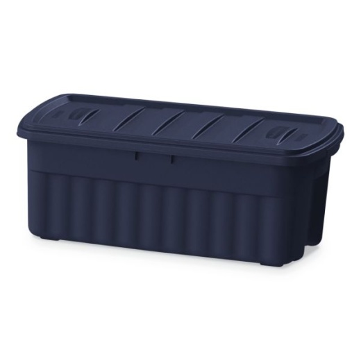 Rubbermaid Roughneck Storage Box, 50 Gal, 21.2" X 43" X 17.88", Dark Indigo Metallic