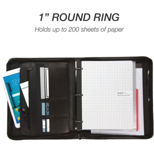 Samsill Classic Collection Ring Binder, 11 x 8 1/2, 2 Cap, Black