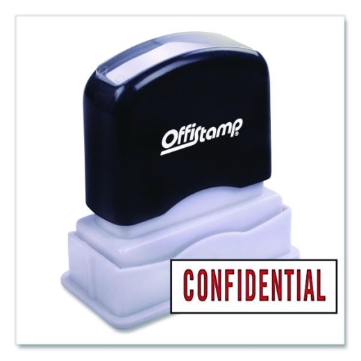 Offistamp Pre-Inked Message Stamp, Confidential, 1.63" x 0.38", Red Ink