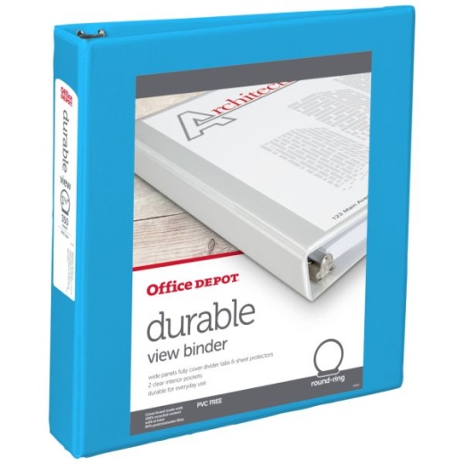 49% Recycled Durable View Round-Ring Binders, 1-1/2" Round Rings, Blue