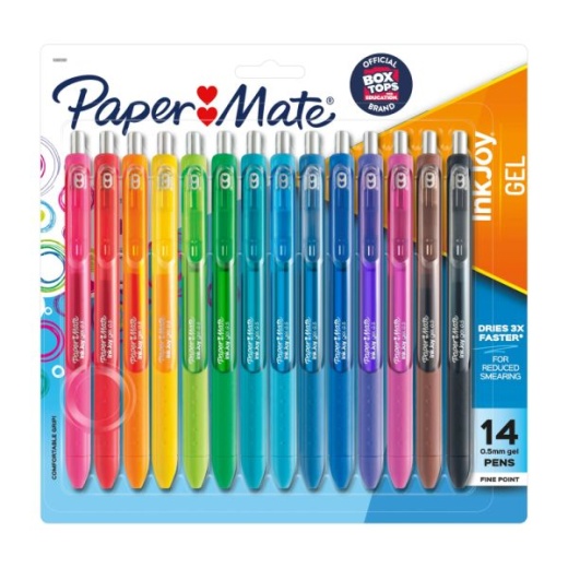 Paper Mate Inkjoy Retractable Gel Pens, Fine Point, 0.5 Mm, Assorted Colors, Pack Of 14 Pens