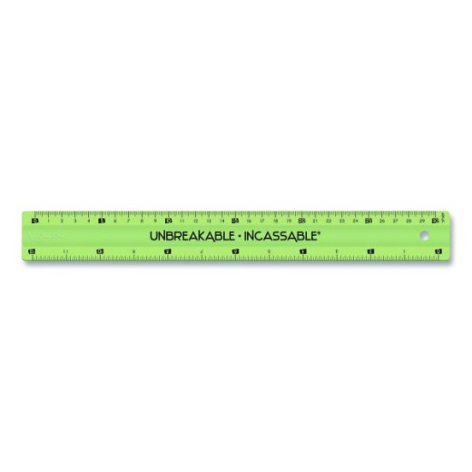 Maped Helix Unbreakable 12" Ruler, Standard/Metric, 12.72" Long, Randomly Assorted Color