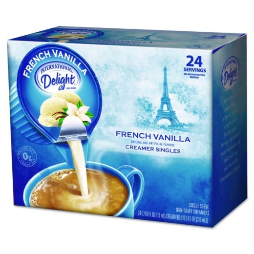 International Delight Flavored Liquid Non-Dairy Coffee Creamer, French Vanilla, 0.44 Oz Mini Cups, 24/Box