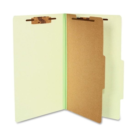 Acco Durable Pressboard Classification Folders, Legal Size, 2" Expansion, 1 Partition, 60% Recycled, Leaf Green, Box Of 10