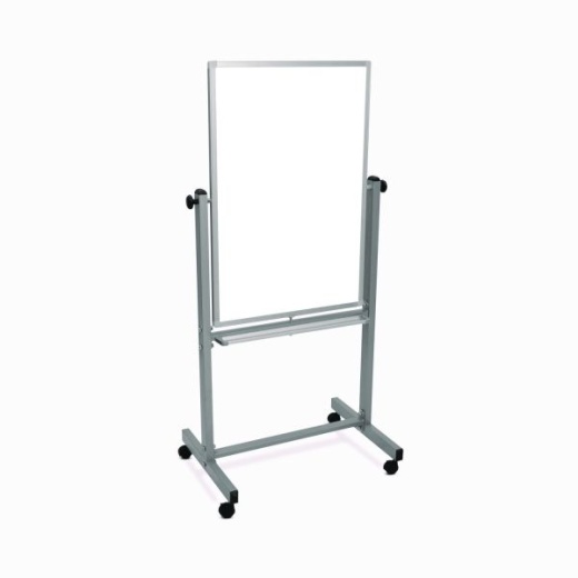 Luxor Mobile Magnetic Whiteboard, 24" X 36", White Surface, Satin Aluminum Frame