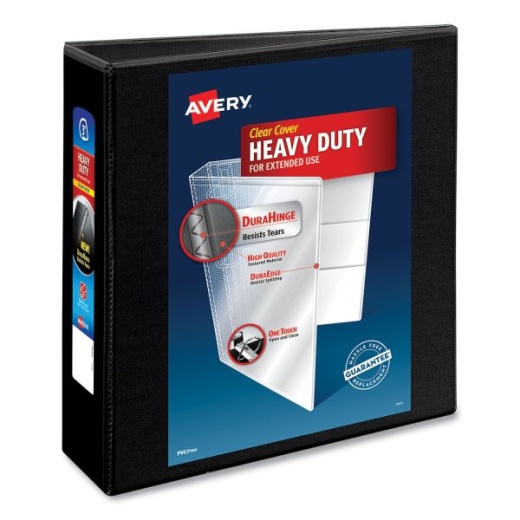 Avery Heavy-Duty Non Stick View Binder With Durahinge And Slant Rings, 3 Rings, 3" Capacity, 11 X 8.5, Black, (5600)