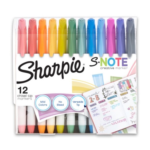 Sharpie S-Note Highlighters, Chisel Tip, Assorted Colors, Pack Of 12