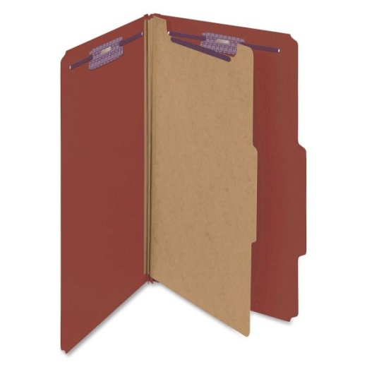Smead Classification Folders, Pressboard with Safeshield Fasteners, 1 Divider, 2" Expansion, Legal Size, 60% Recycled, Red, Box of 10