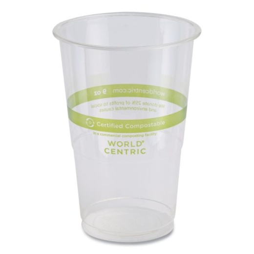 World Centric PLA Clear Cold Cup Lids, Fits 9 oz to 24 oz Cups, Clear, 1,000/Carton