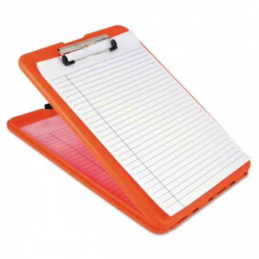 Saunders SlimMate Storage Clipboard, 0.5" Clip Capacity, Holds 8.5 X 11 Sheets, Hi-Vis Orange