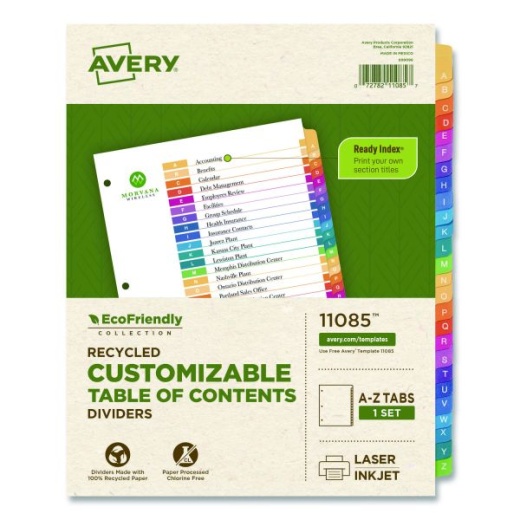 Avery Customizable Table Of Contents Ready Index Dividers With Multicolor Tabs