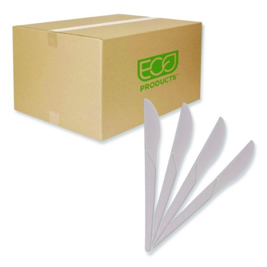 Eco-Products Plantware Cutlery, Knife, Plastic, Pearl White, 50/Pack, 20 Packs/Carton