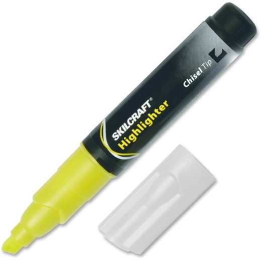 Skilcraft Thick-N-Thin Jumbo Fluorescent Highlighters, Yellow, Box of 12