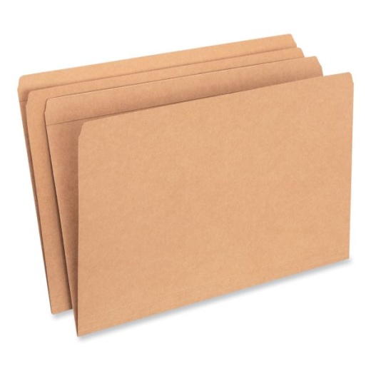 Universal Reinforced Kraft Top Tab File Folders, Straight Tabs, Legal Size, 0.75" Expansion, Brown, 100/Box