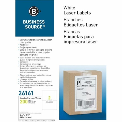 Business Source Shipping Labels - 5 1/2" x 8 1/2" Permanent Adhesive Labels