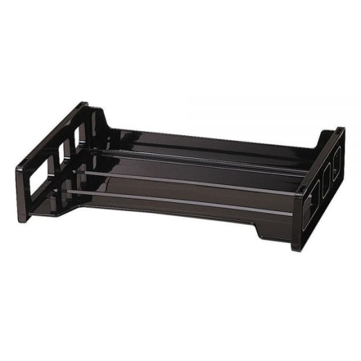 30% Recycled Ribbed Bottom Stackable Letter Tray, Black