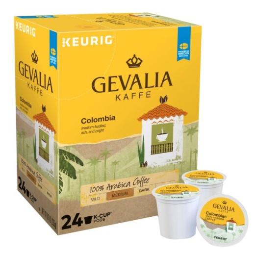 Gevalia Kaffe Columbia Medium Coffee Single-Serve K-Cup, Carton Of 24