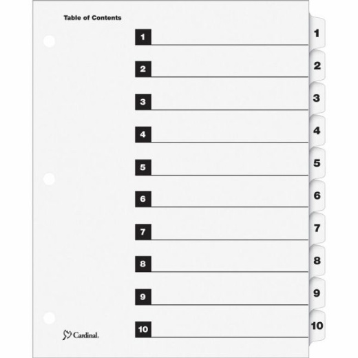 Cardinal Onestep Numbered Index System