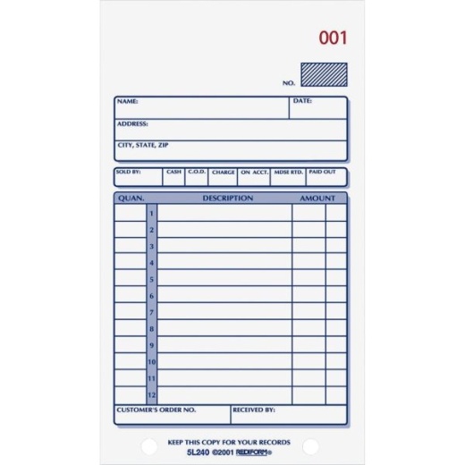 Rediform Carbonless 2-Part Sales Book Forms - 50 Sheets