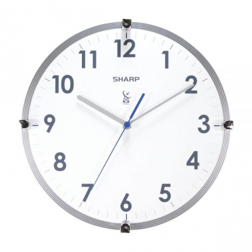 Sharp Atomic Round Wall Clock, 11", White/Silver