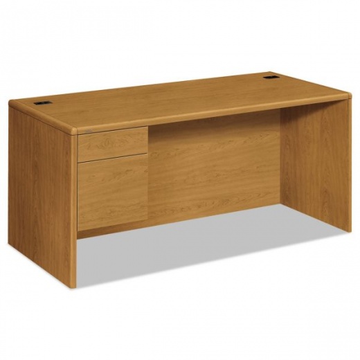 Hon 10700 Series "L" Workstation Desk With Three-Quarter Height Pedestal On Left, 66" X 30" X 29.5", Harvest