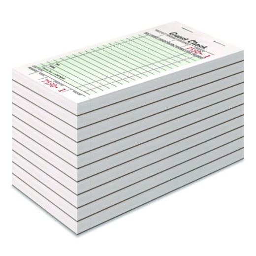 Adams One-Part Guest Check Pad With Perforated Stub, One-Part (No Copies), 3.4 X 6.25, 50 Forms/Pad, 10 Pads/Pack