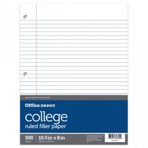 Office Depot College Ruled Notebook Filler Paper
