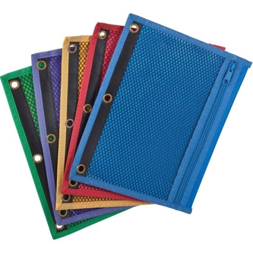 Oxford Zipper Binder Pockets - 7 1/2" X 10 1/2" Sheet - Ring Binder - Assorted - Vinyl - 1 Each