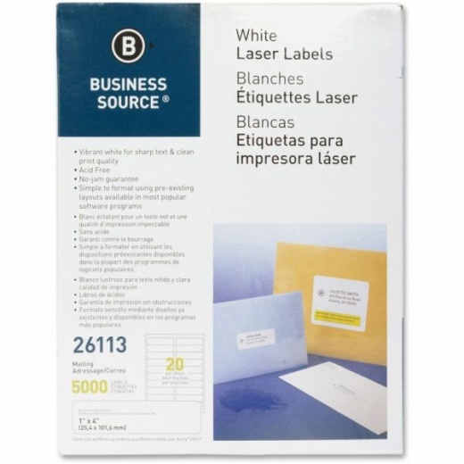 Business Source Bright White Premium-Quality Address Labels - 1" Width x 4" Length