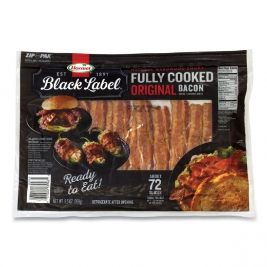 Hormel Black Label Fully Cooked Bacon, Original, 9.5 Oz Package