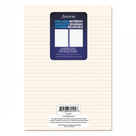 Filofax Notebook Refills, 8-Hole, 8.25 x 5.81, Narrow Rule, 32/Pack