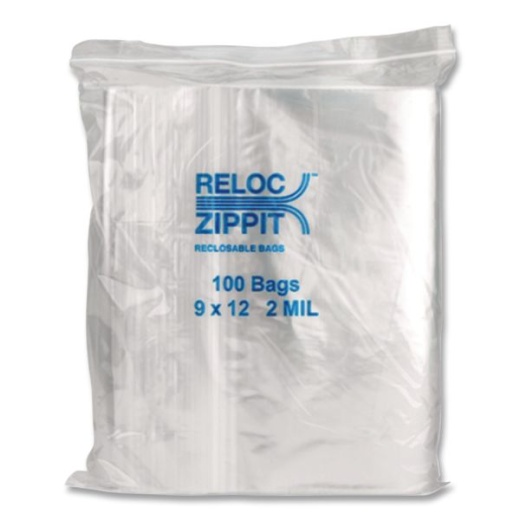 Bagco Zippit Resealable Bags, 2 Mil, 9" x 12", Clear, 1,000/Carton