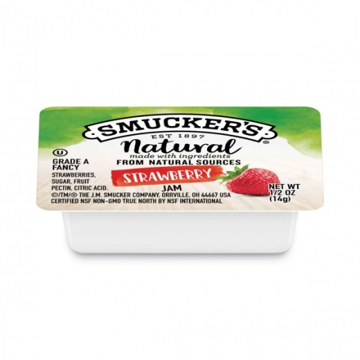Smucker's Smuckers 1/2 Ounce Natural Jam, 0.5 Oz Container, Strawberry, 200/Carton