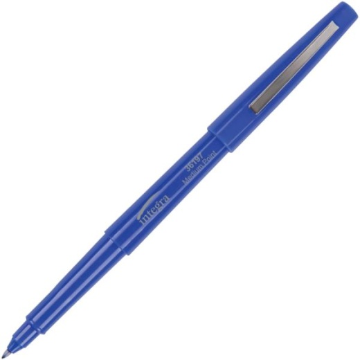 Integra Ballpoint Pens - Medium Point, Blue Barrel, Blue Ink, Pack of 12
