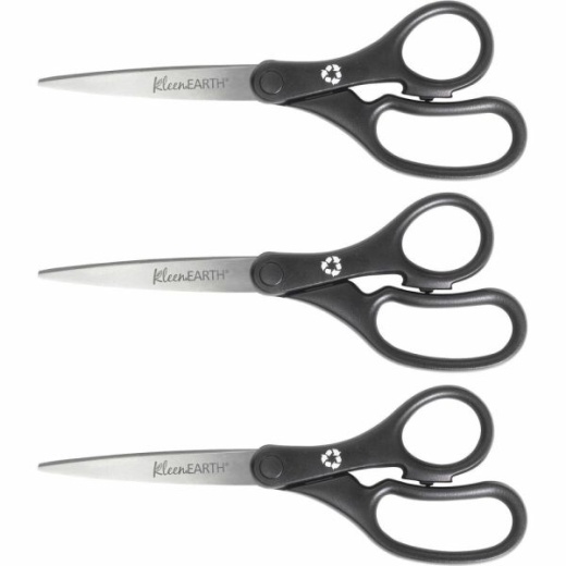 Westcott Kleenearth 8" Basic Recycled Straight Scissors - 3/Pack