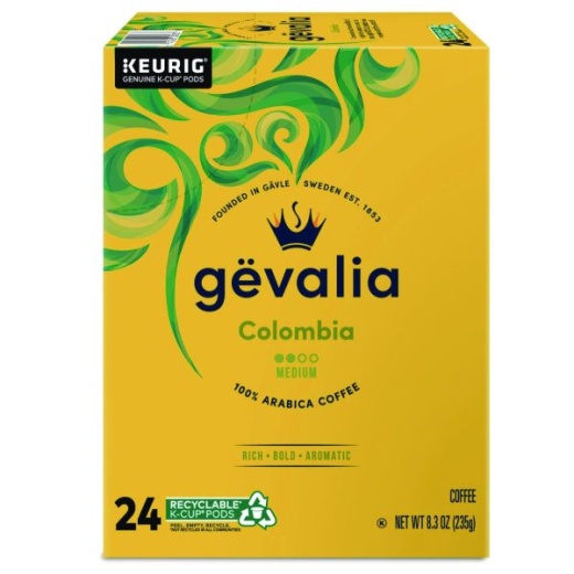 Gevalia Kaffee Colombia K-Cups, Medium Roast, 24/Box