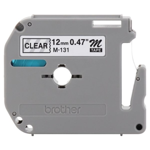 Brother M-131 Black-On-Clear Tape, 0.5" X 25'