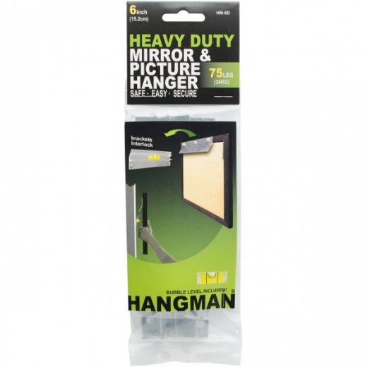 Heavy Duty Hangman Mirror & Picture Hanger W/Walldogs 6"